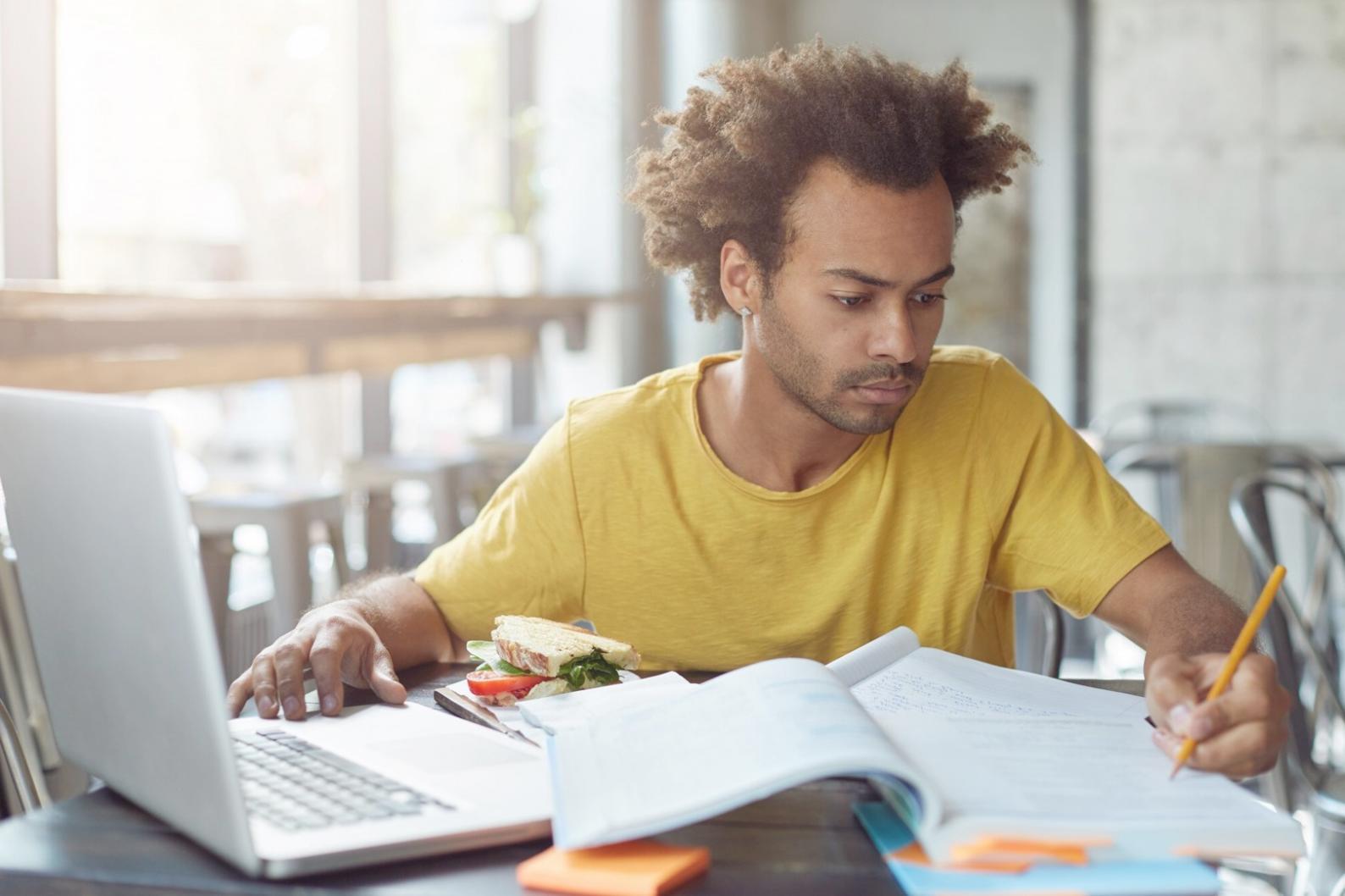 Evening learning session with focused students